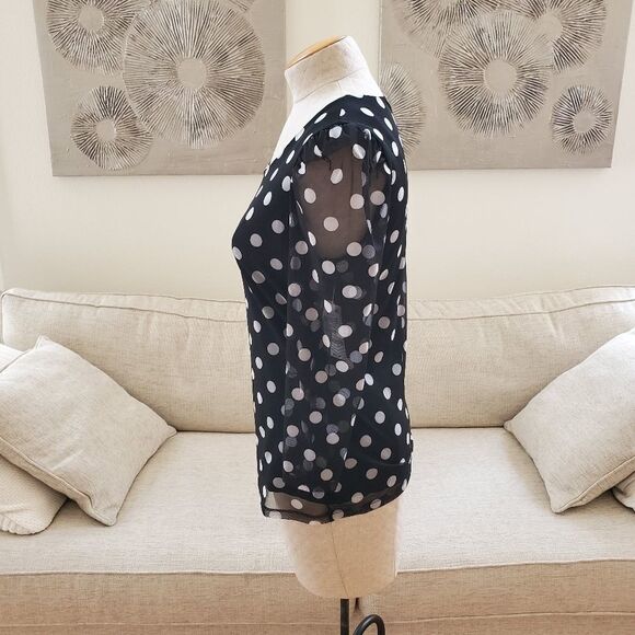 INC Polka-Dot Sheer-Sleeve Top - Picture 6 of 12